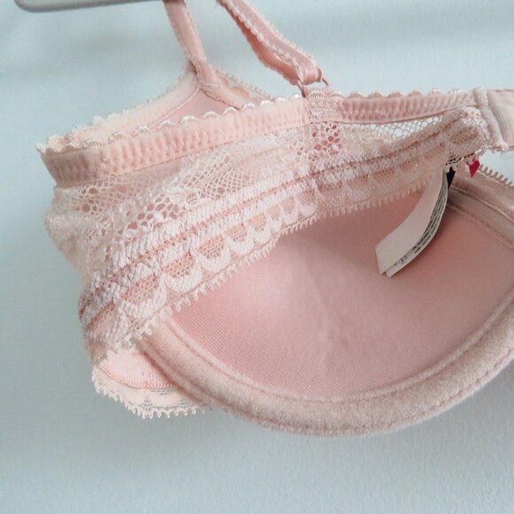 PASSIONATA BY CHANTELLE Let's Play Push-Up T-Shirt Underwire Bra Blush Pink Lace - Picture 13 of 15